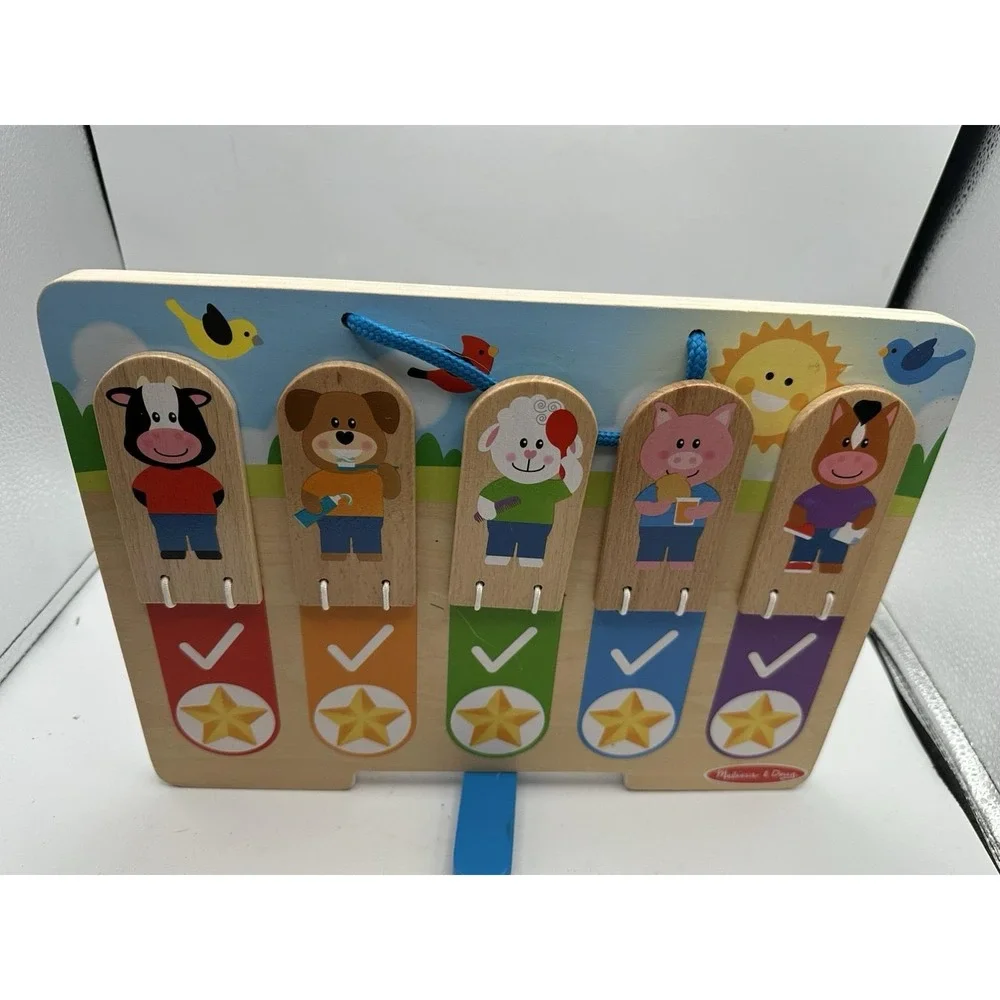 Melissa & Doug Wooden My Daily Routine Chart Hands On Learning Night Day